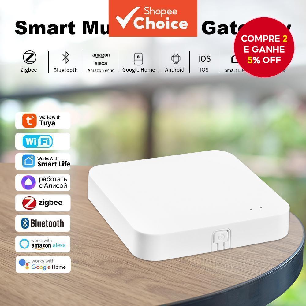 Funciona Com Tuya Smart Life ZigBee + Bluetooth Multi-Modo Gateway Hub Interruptor Sem Fio Ponte Voz Via Alexa Google Ca