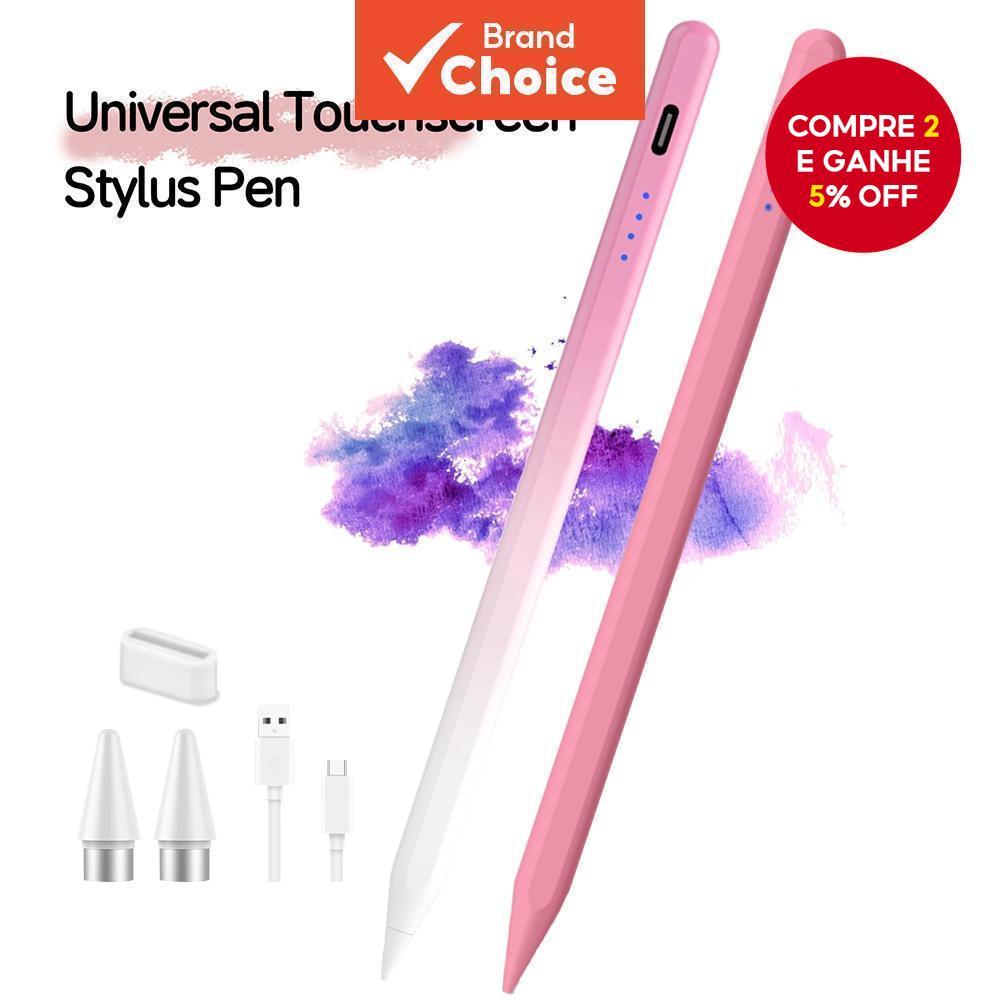  Caneta Stylus Capacitiva Universal Toileum Colorida Lisa + Pontas de Reposição para Smartphone Android Tab Pad