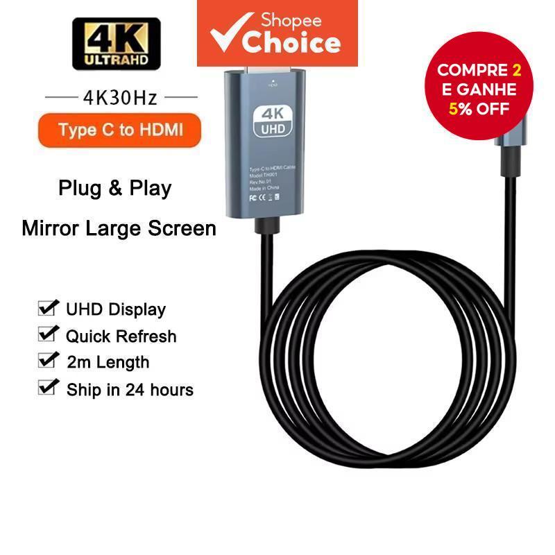 Tipo C Para Adaptador Hdmi 4K USB-Conversor De Cabo Compatível iPhone TV PC MacBook iPad Samsung Portátil Projetor