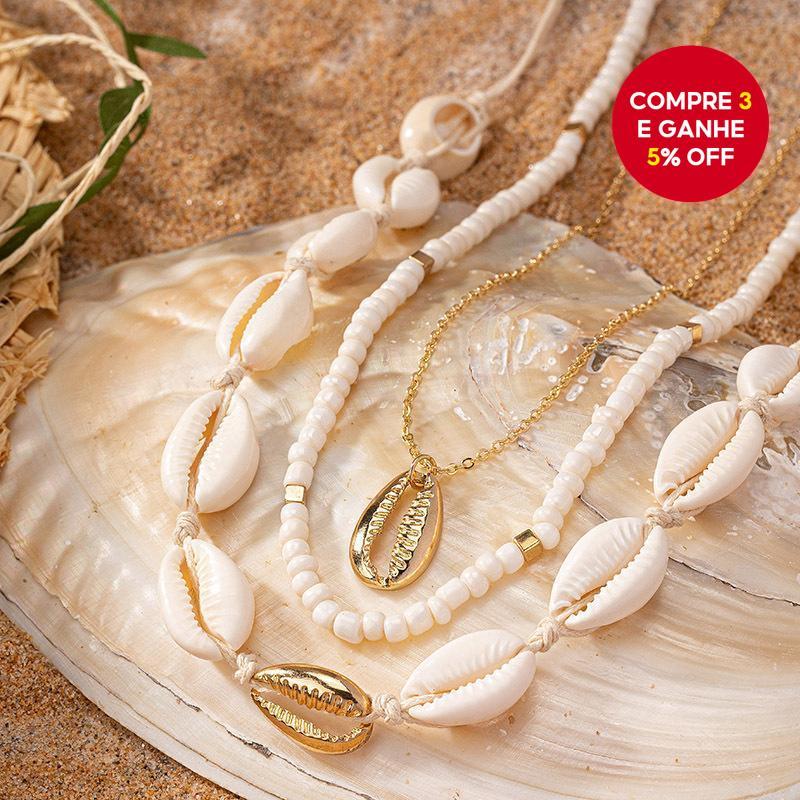 Conjunto De Joias De Praia Boho Para Férias Na Feito À Mão Com Contas E Pingente De Concha