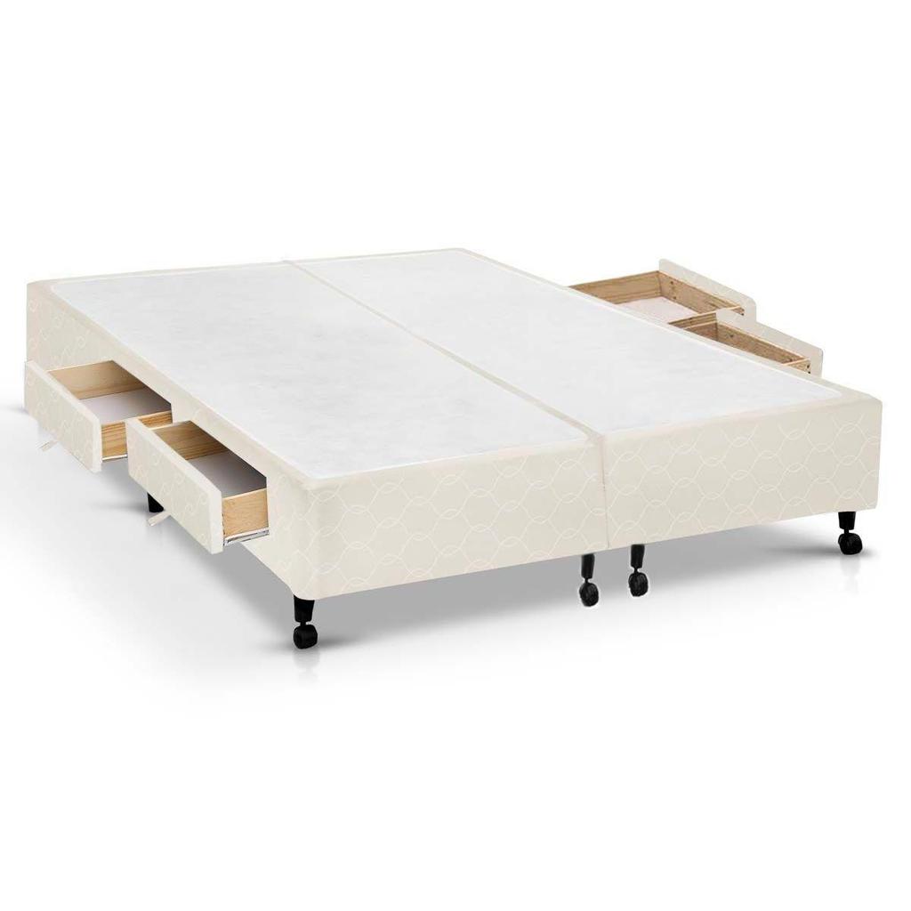 Cama Box Base c/Gavetas Queen Poli Tecido Clean (158x27-c/4 Gavs) - Castor
