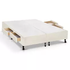 Cama Box Base c/Gavetas Queen Poli Tecido Clean (158x27-c/4 Gavs) - Castor