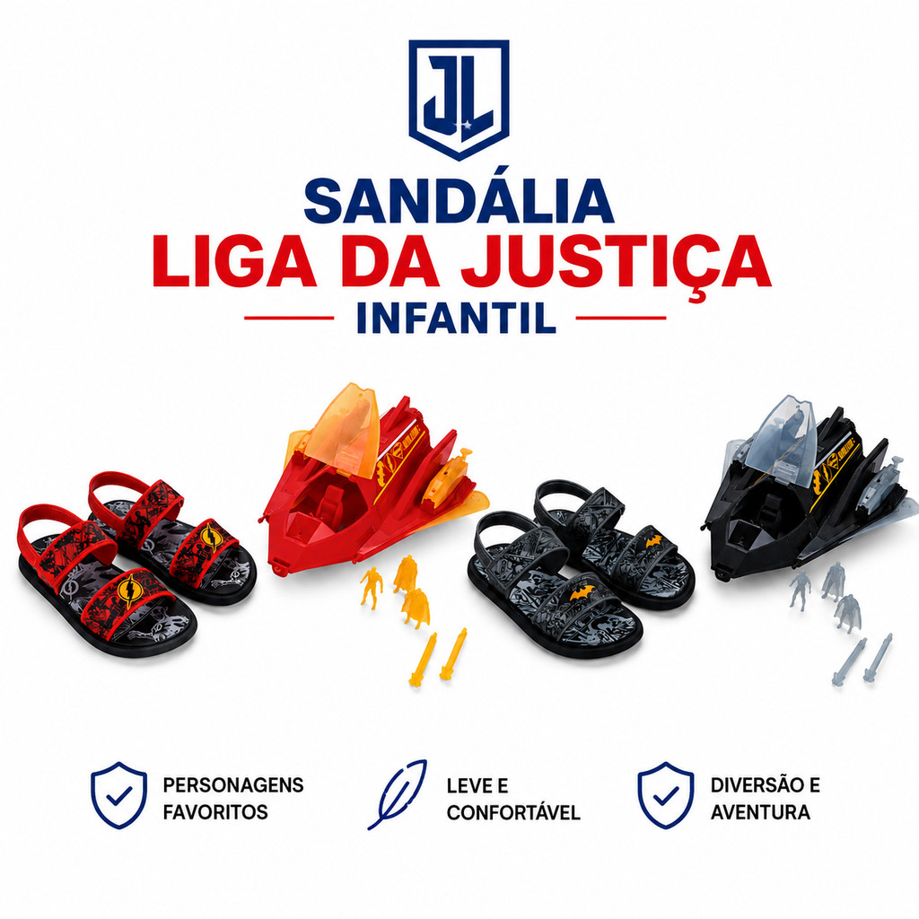 Sandália Infantil Liga da Justiça Menino Original Leve e Confortável para o Dia a Dia - 23265