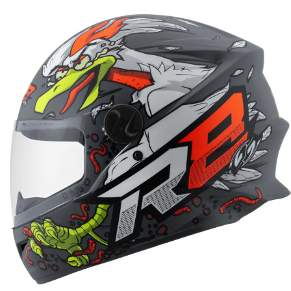 CAPACETE TORK  R8 ROCKET CHICKEN CINZA FOSCO 58