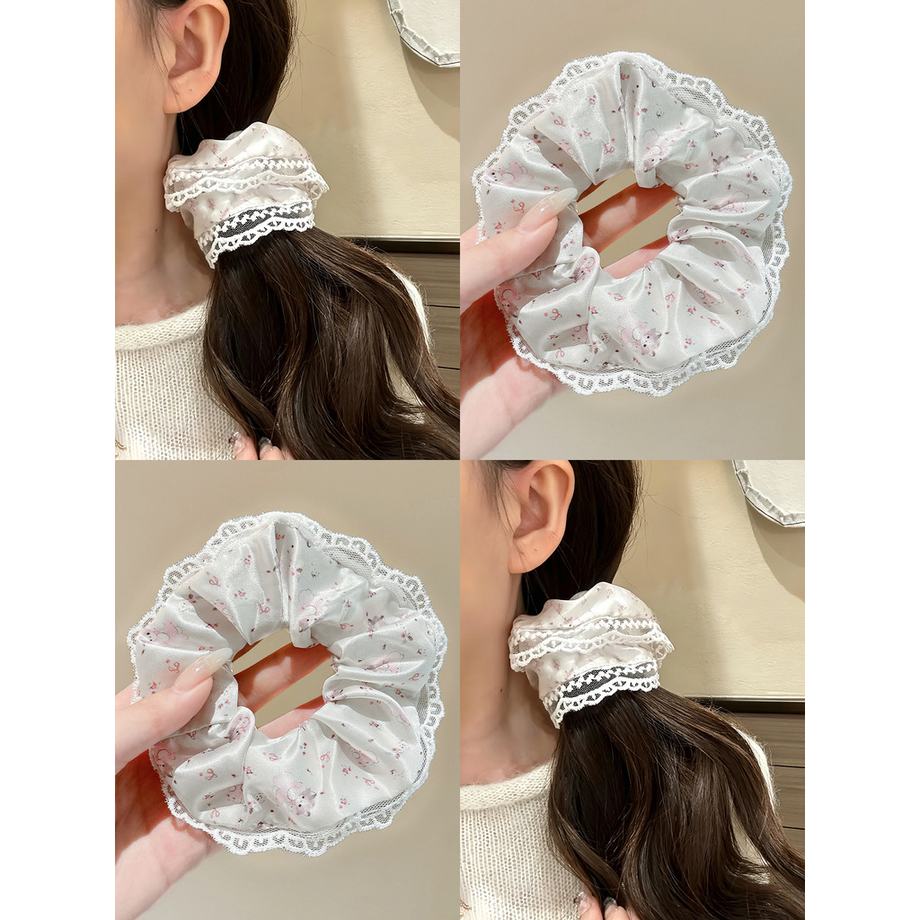 Estilo coreano laço laço Scrunchy anel de cabelo feminino 2026 novo estilo laço de cabelo rabo de cavalo elástico corda