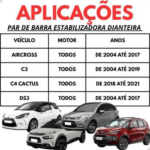 Par Bieleta Dianteira Aircross C3 Ds3 2004 2005 2006 2007 Aircross 2004 2005 2006 2007 2008 2009 2010 — imagem 2 de 2