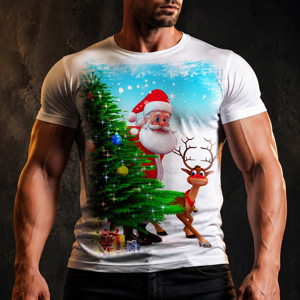 Camisa Camiseta Natal Feliz Arvore Papai Noel Paz 02