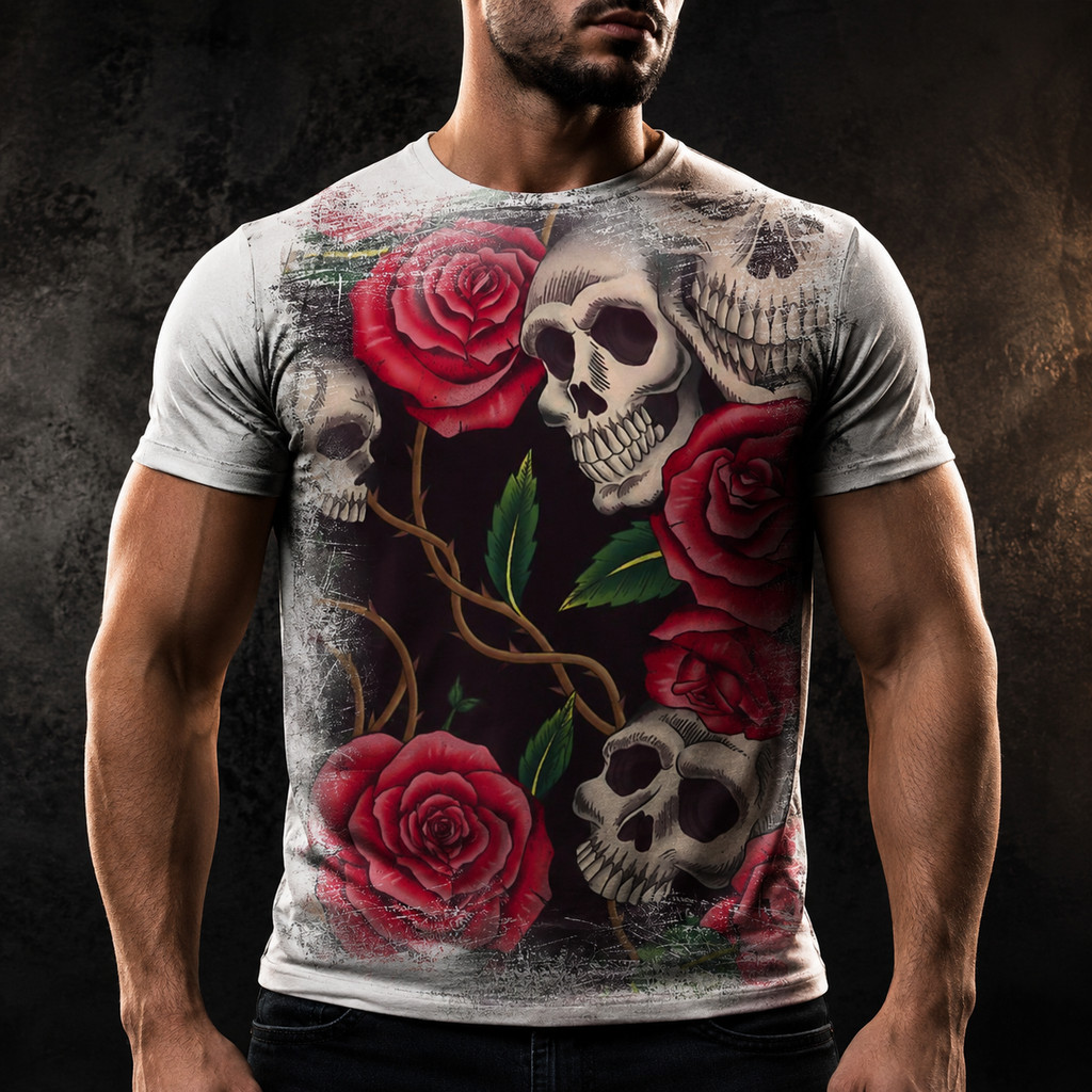 Camisa Camiseta Caveira Florida Floral