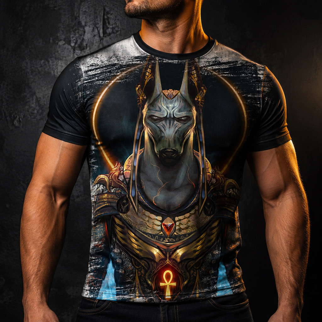 Camisa Camiseta Masculina Anubis deus egipcio canino REF 03