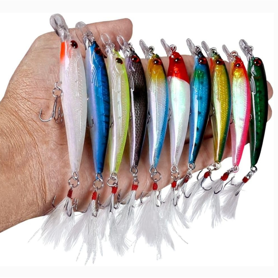 Kit 10 Iscas Artificiais Para Pesca Robalo Dourado Tucunaré