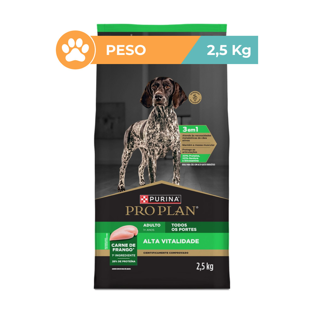 Ração Pro Plan Frango Alta Vitalidade Cães Adultos 2,5kg