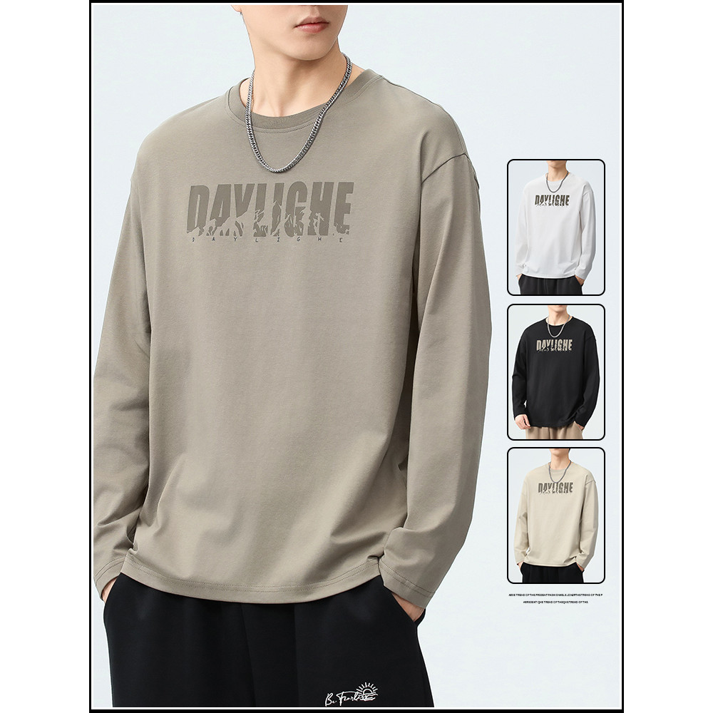 Camiseta de manga comprida masculina 2025 novo estilo primavera outono estilo americano Street Wear impressão Casual em 