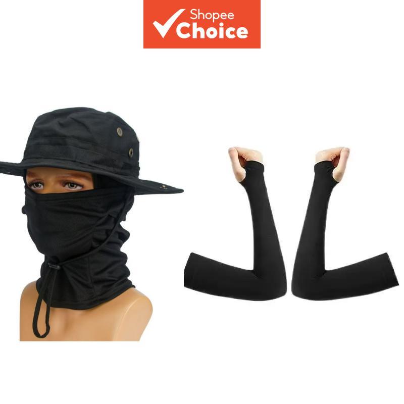 Conjunto de chapéu de pescador Boonie, chapéu de pescador de pesca ao ar livre multifuncional, proteção solar, chapéu de