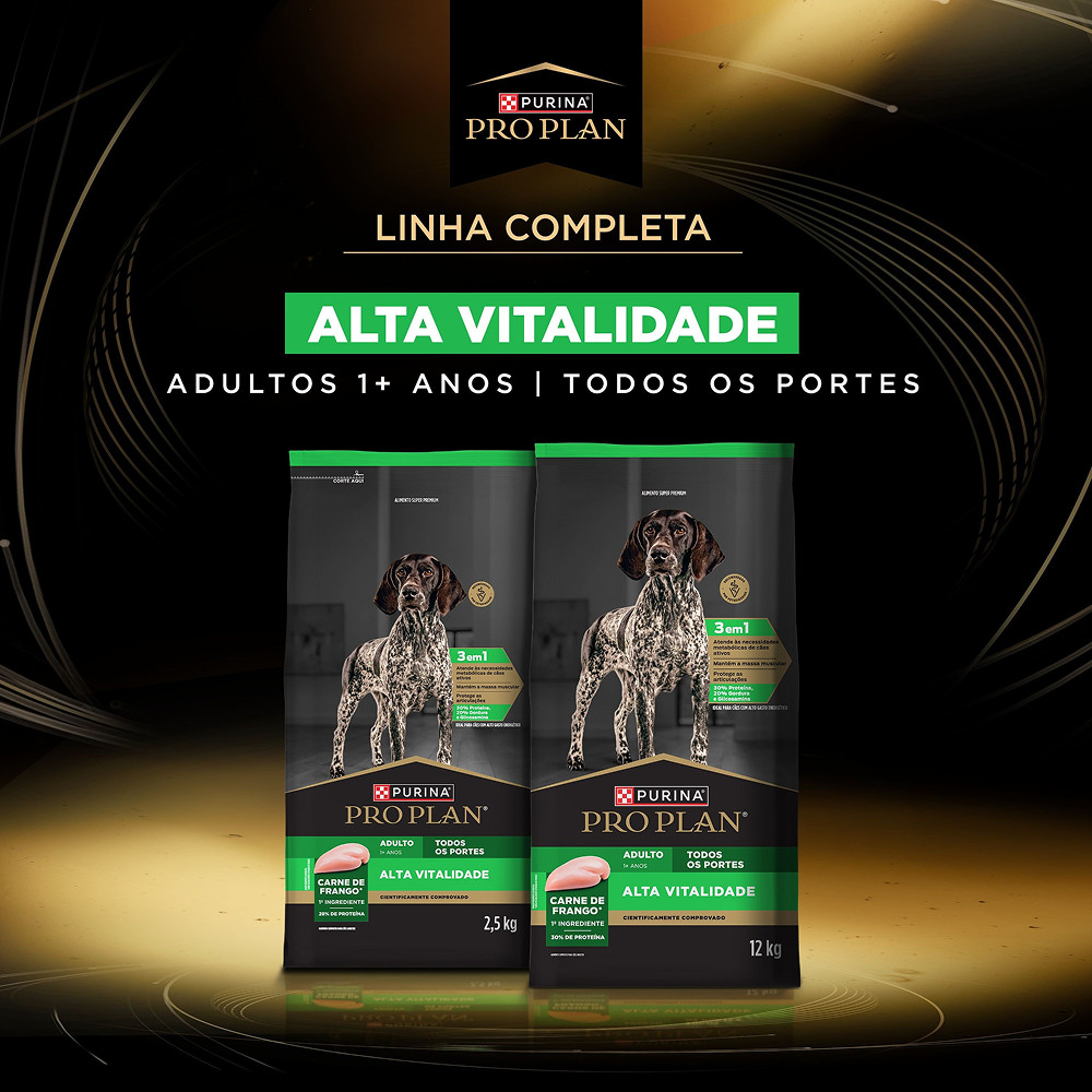 Ração Pro Plan Alta Vitalidade Frango Cães Adultos 12kg — imagem 2 de 2