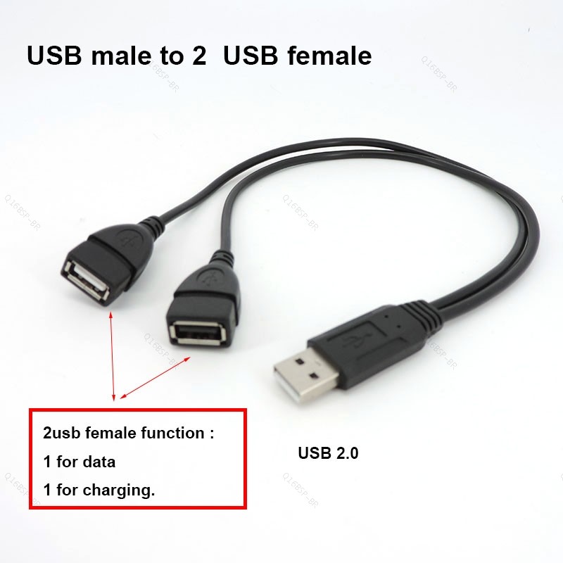 usb 2.0 Macho Para 2 Vias Fêmea OTG Divisor Adaptador De Dados De Energia Conector DC Extensor De Cabo De Carregamento B