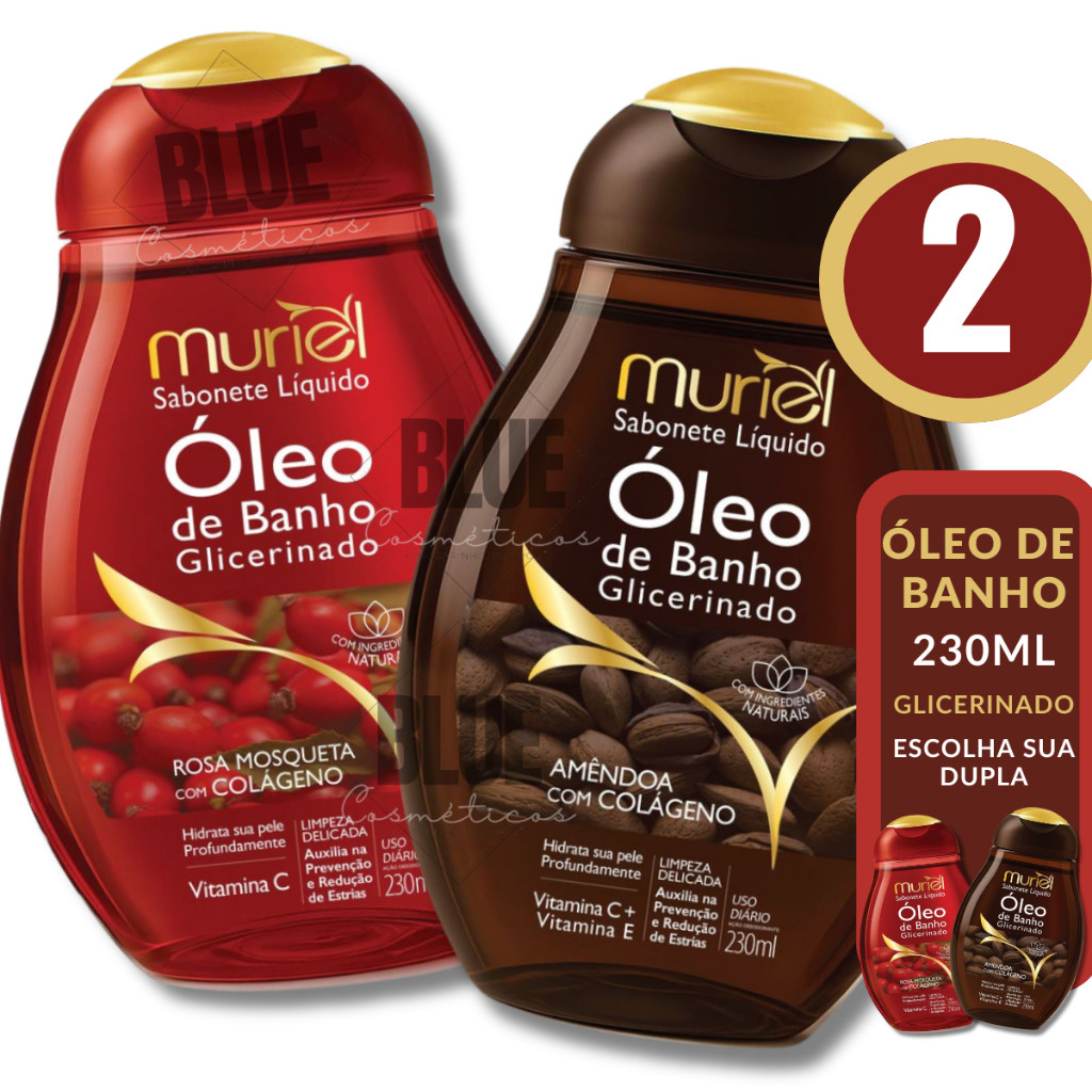 Kit 2 Sabonete Liquido Óleo de Banho GLICERINADO 230ML Muriel - ESCOLHA SUA DUPLA