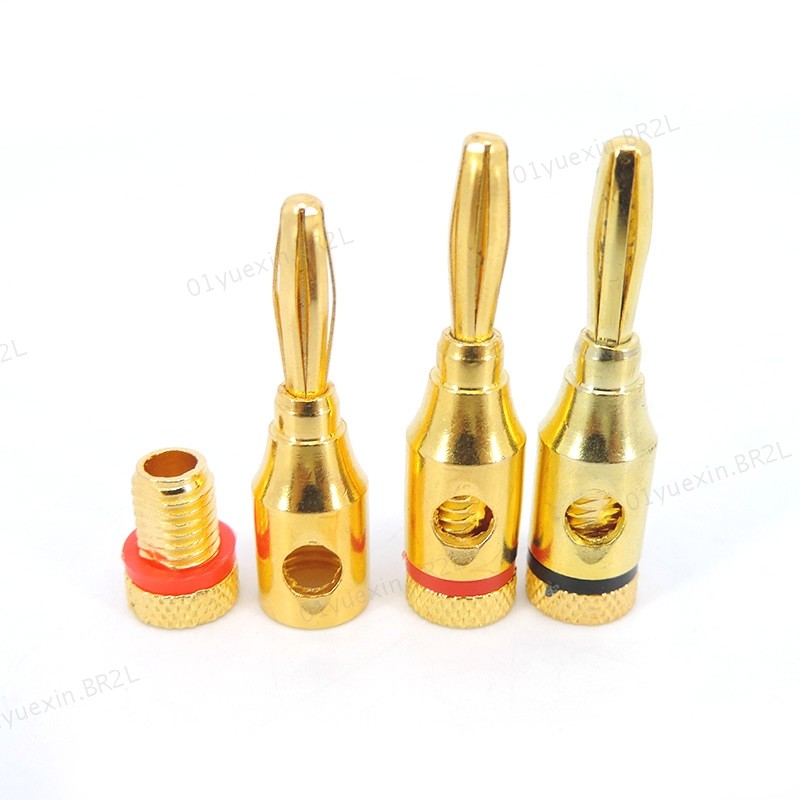 Plugues Banana Banhados A Ouro 4mm 24k , Conectores De Cabo Para Amplificador De Alto-Falante Musical , Conector De Plug