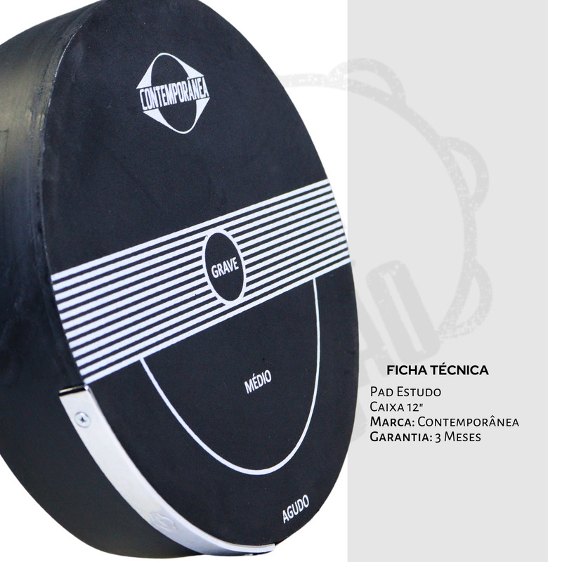 Multi Pad Estudo Contemporânea 12" Caixa Malacacheta Bacurinha Pandeiro Percussão