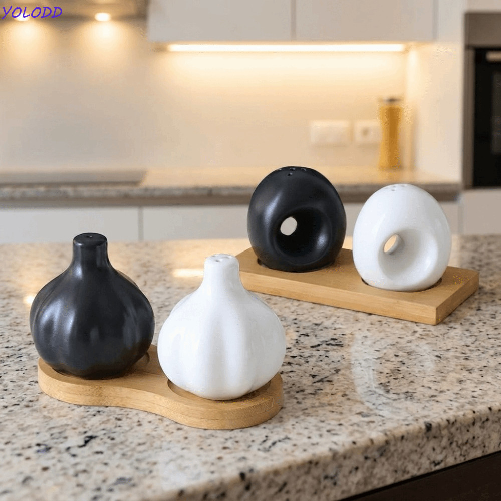 Frascos De Especiarias Em Formato De Alho YOLODD , Frasco Decorativo De Tempero De Cerâmica , Pote De Condimento À Prova