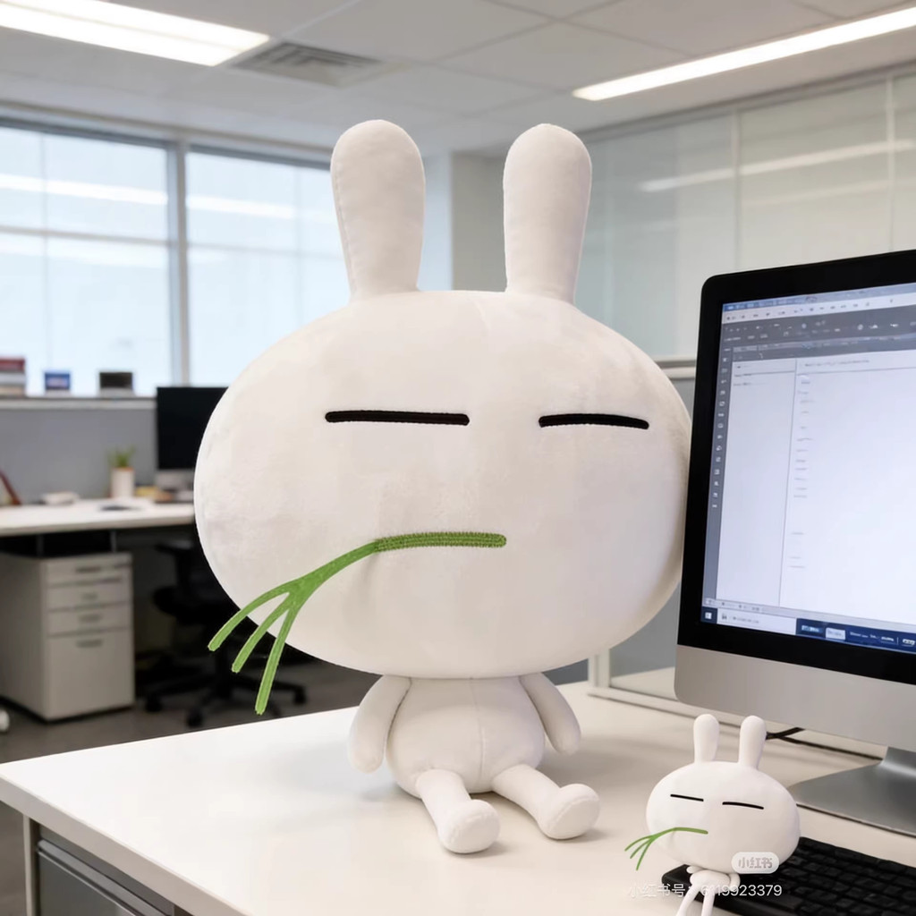 Boneco Tusky Grass-Biting, Coelhinho Brincalhão de Pelúcia, Boneco de Pelúcia Emoji, Almofada para Dormir, Presente para