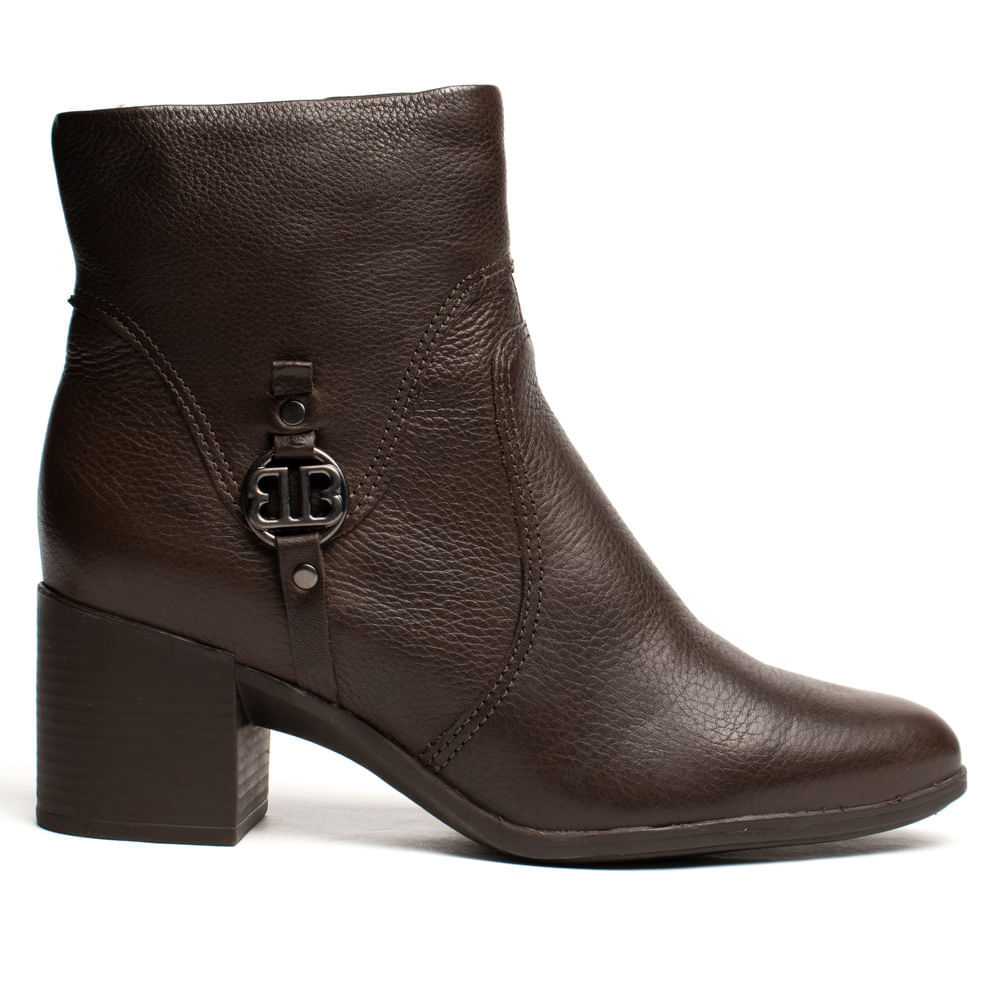 Bota Feminina Bottero Cano Médio Couro Burnish Marrom