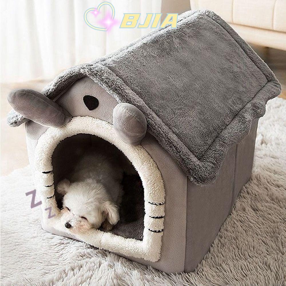 BJIA Cat Kennel Kitten Cute Plus Cama Para Animais De Estimação Cinza Veludo