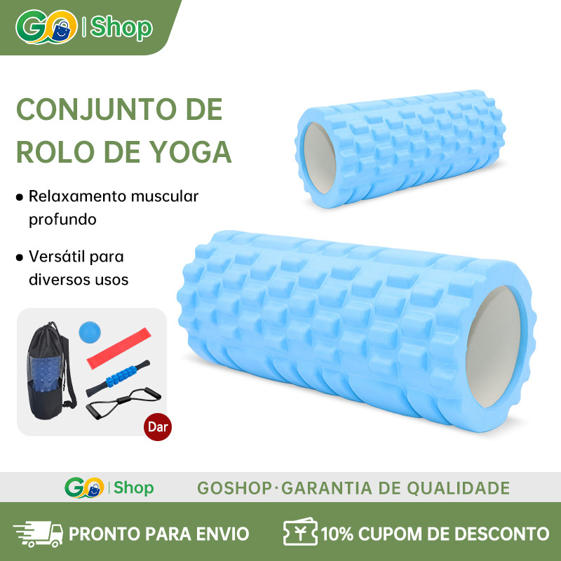 Yoga Rolo Massageador Espuma 330x140mm Kit Acessórios Bola Miofascial Recuperação Muscular Alívio Dor