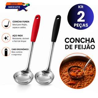 Concha Inox Para Feijão Sopas e Caldos Cabo Silicone