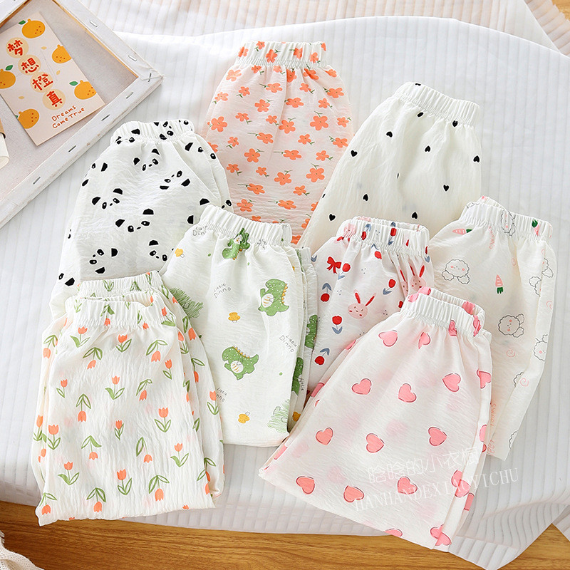 Calças Anti-Mosquito para crianças de 3 a 8 anos Roupas de verão Estilo fino Meninas Bebê Impressão de desenhos animados