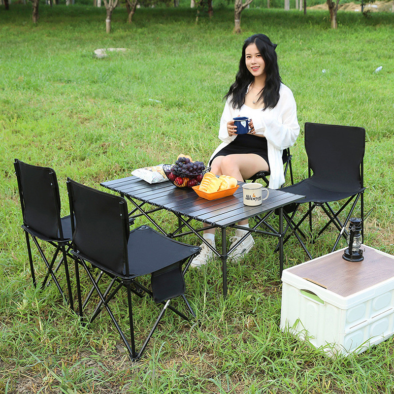 Mesa dobrável ao ar livre viagem ovo rolo mesa portátil piquenique cadeira acampamento churrasco mesa de aço carbono lev