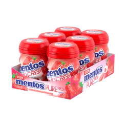 Gomas de Mascar, Sem Açúcar, Sabor de Morango, Display, Mentos, Pure Fresh - 336 g | 6 Unidades