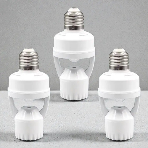 Kit 3 Sensor De Presença Com Fotocélula Lâmpada Soquete E27 127/220v Branco