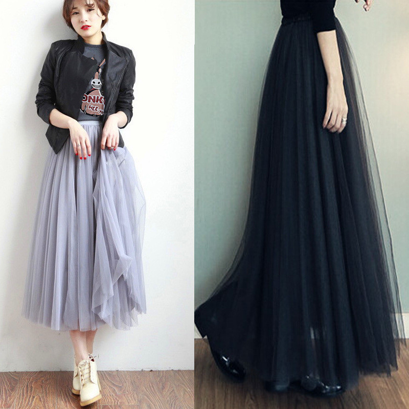 Primavera outono estilo três camadas gaze saia Pettiskirt saia longa saia princesa saia grande bainha gaze saia de compr