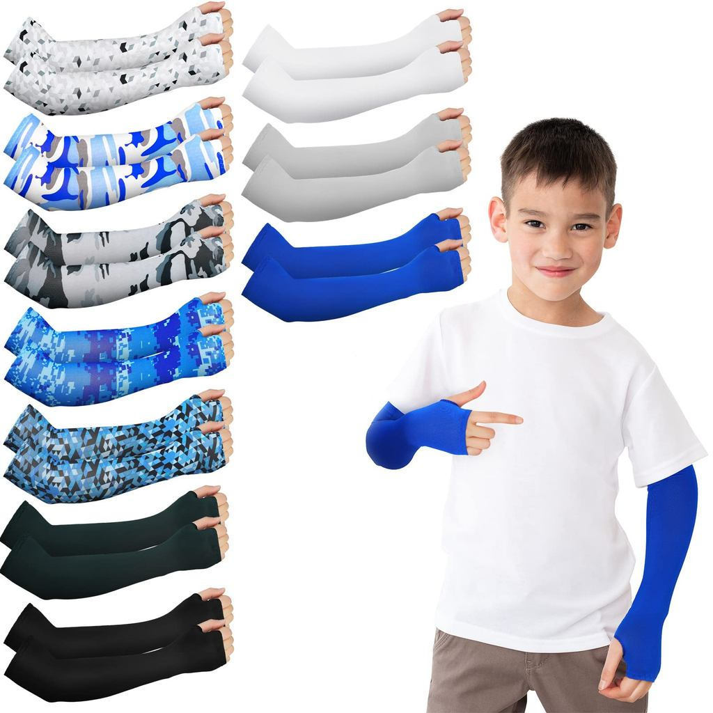Mangas de braço infantis, adequadas tanto para meninos quanto para meninas, proteção UV e solar, mangas de compressão es