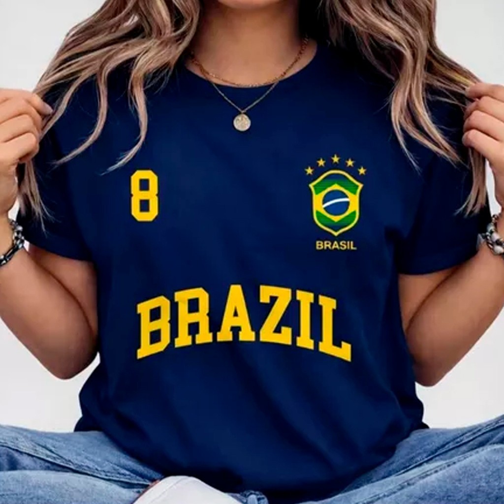 Camiseta Feminina Brasil T-shirt Verão Algodão Brasil
