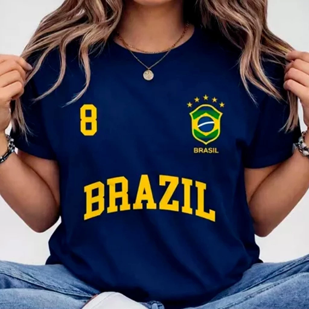 Camiseta Feminina Brasil T-shirt Verão Algodão Brasil
