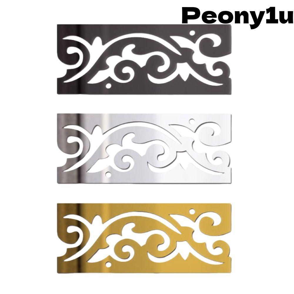 Linha De Cintura Espelhada PEONY , Adesivos De Parede Acrílicos De Material Acrílico De Design , Faixa De Borda