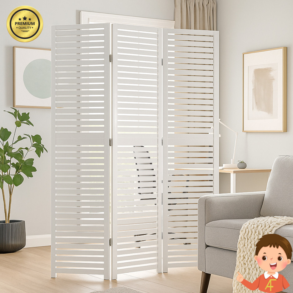 Biombo Ripado Madeira MDF BRANCO Bipartido divisoria de ambiente decoração