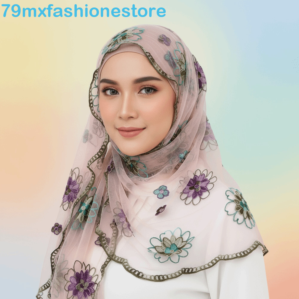 Xale Transparente MXFASHIONESB , Envoltório Floral Bordado Translúcido , Estola De Malha Leve E Adequada Para A Pele