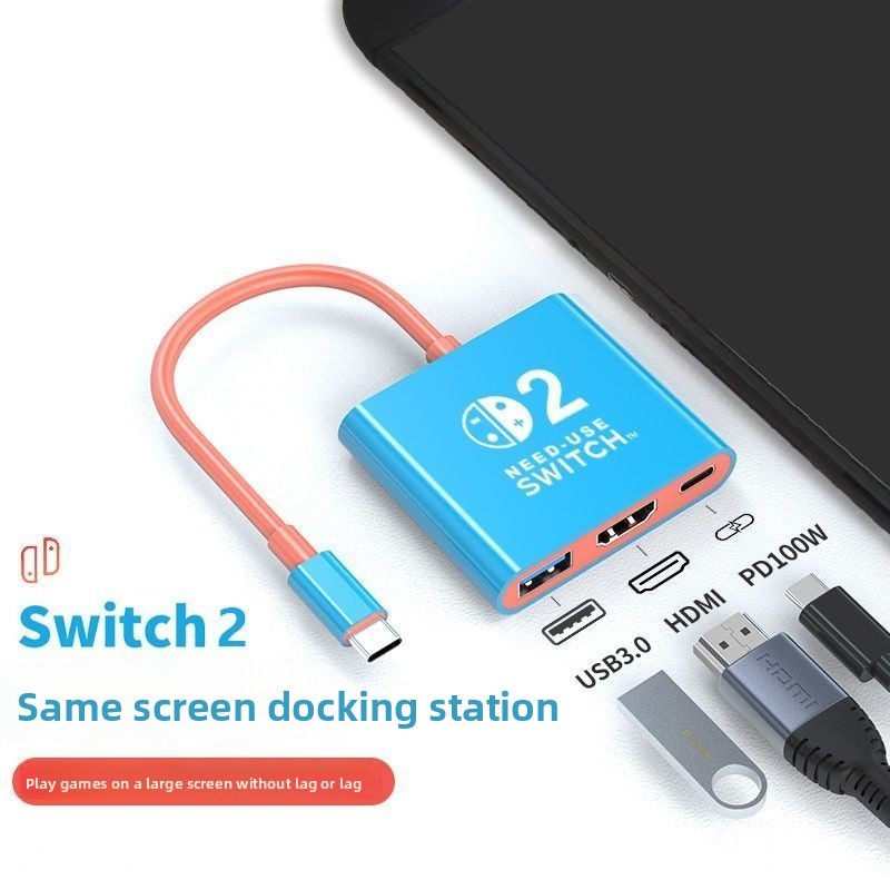 Nintendo Switch2 Estação de acoplamento três em um 4K60Hz dedicada TypeC para HDMI Conversor HD da mesma tela Suporte pa