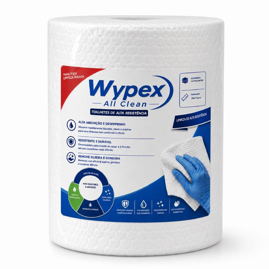 300Un Pano Reutilizável Multiuso Resistente Wypex - 20x15cm Branco