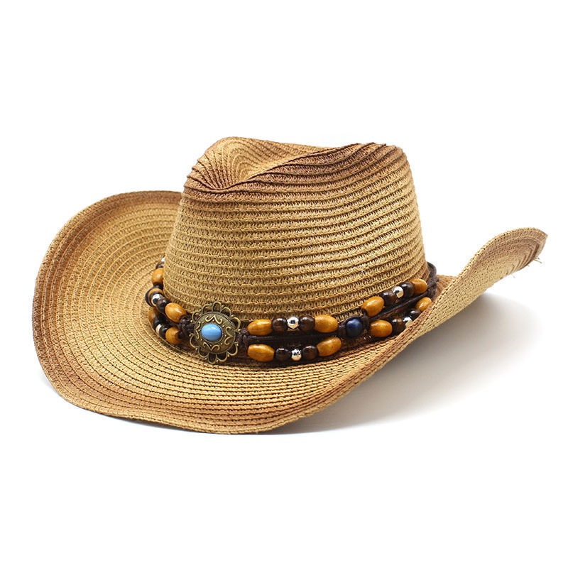 Moda de alta qualidade ocidental Cowboy estilo Country chapéu de palha masculino feminino chapéu protetor solar à beira-
