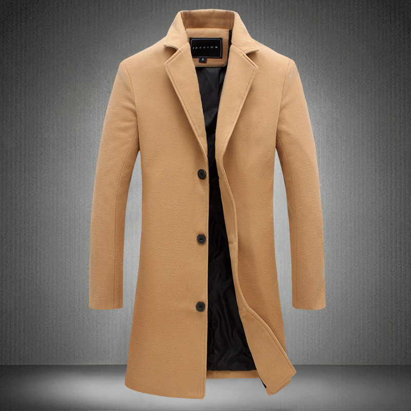 2026 fábrica outono inverno roupas masculinas casaco de lã roupas masculinas fino ajuste blusão de comprimento médio cas