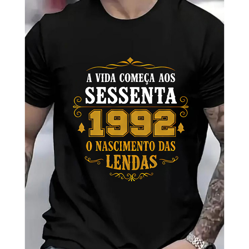 [Camiseta Premium em Algodão Puro]VU Camiseta unissex algodao nascidos em 1992 34 anos sessenta de idade aniversario
