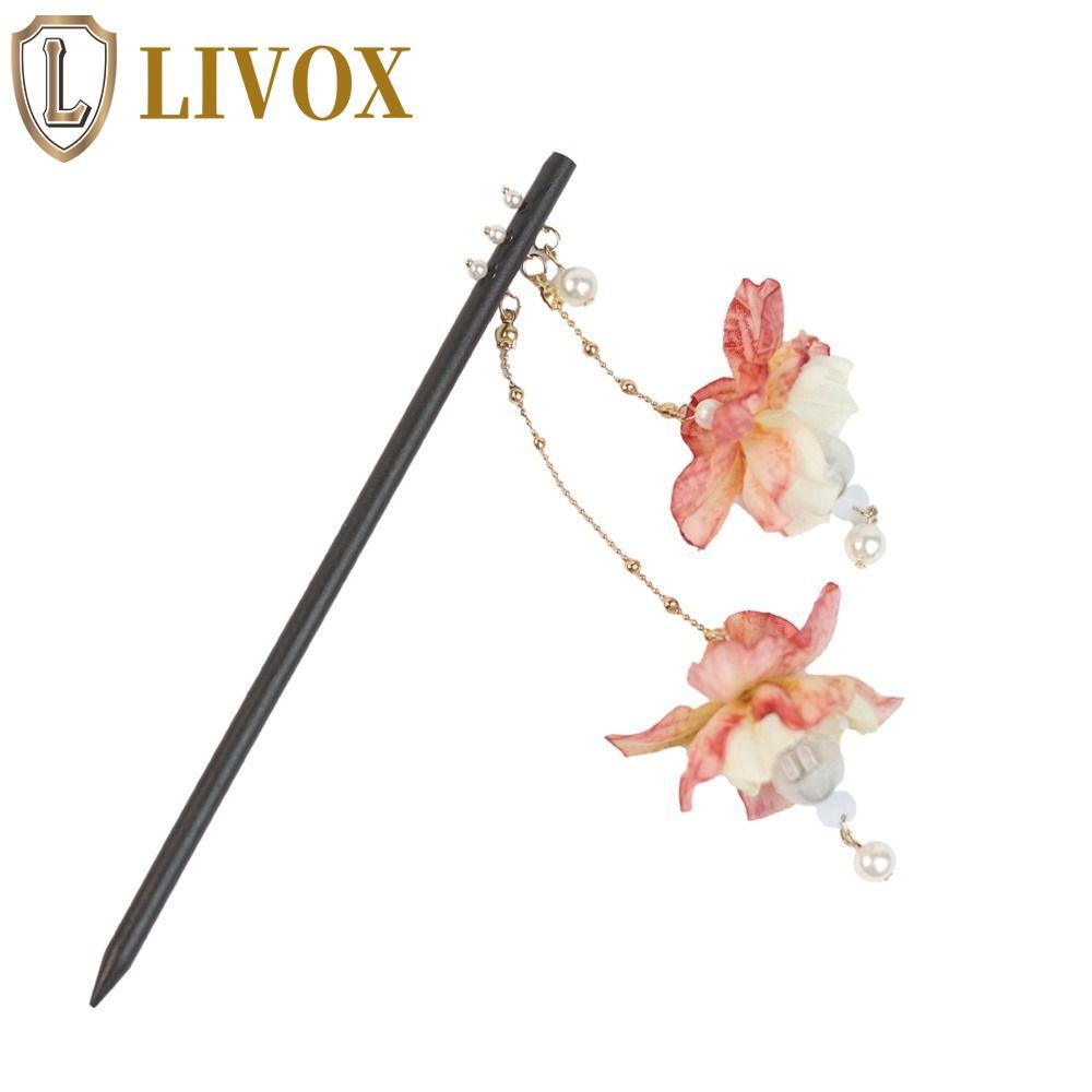 LIVOX Hanfu Bastões De Cabelo Antigo Brilho Hairpin Borla Flor Luminosa Headwear Estilo Chinês Acessórios Para O