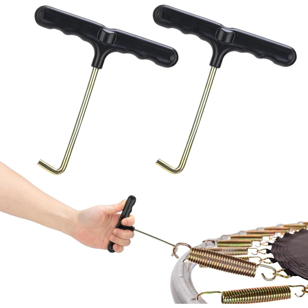 Conjunto de 2 Ferramentas para Puxar Molas de Trampolim, Peças e Acessórios para Trampolim, Puxador de Molas em T de Aço