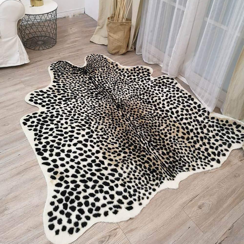 [Novo produto] Tapete de lã de imitação com estampa de leopardo para sala de estar, imitação de caxemira, resistente ao 
