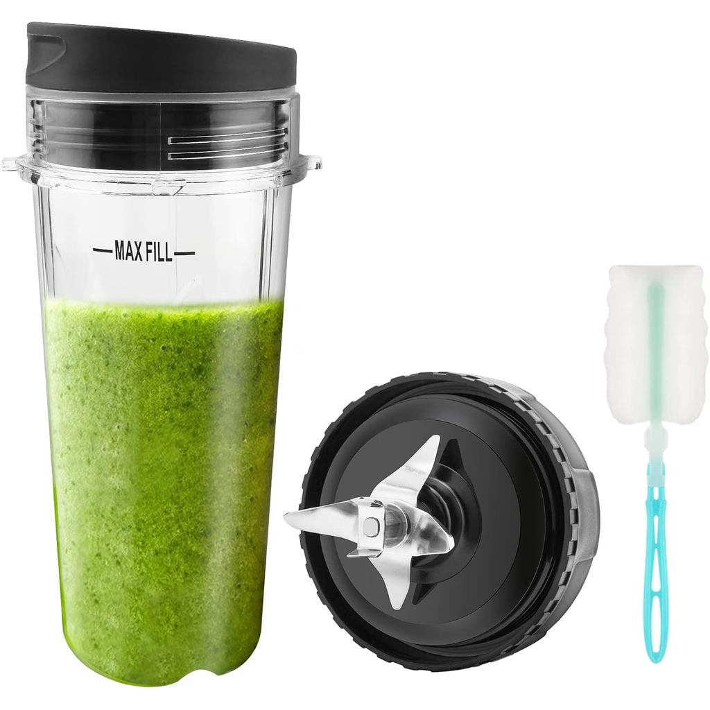 Peças de reposição para liquidificador Feilifan para Nutri Ninja, copos de 16 oz para dose única com tampas e conjunto d