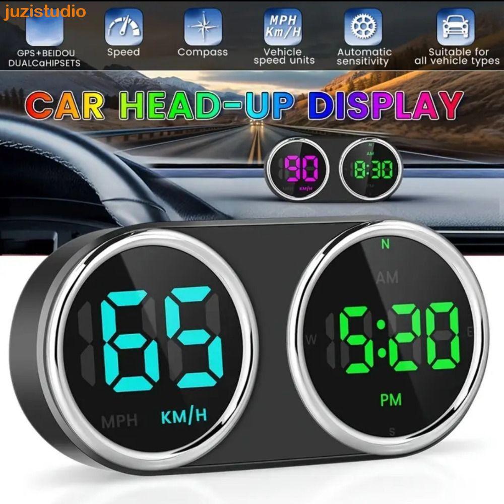 JUZISTUDIO GPS Velocímetro Digital Para Carro , Relógio Com Comutação De 7 Cores HUD Car Head Up Display , Universal