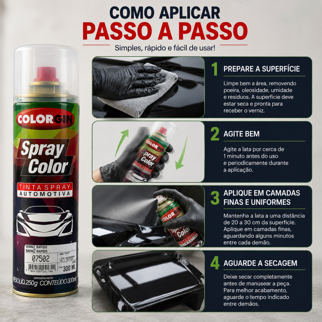 Verniz Spray Automotivo Brilhante Colorgin Incolor - 300ml — imagem 2 de 2